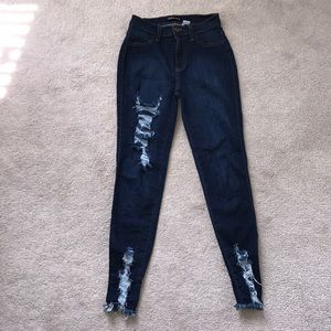 Medium wash cut off jeans